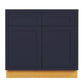 Maplevilles Cabinetry 33" Oxford Blue Inset Modern Shaker Style RTA Birch Wood Storage Base Kitchen Cabinet With 2 Doors & 2 Drawers