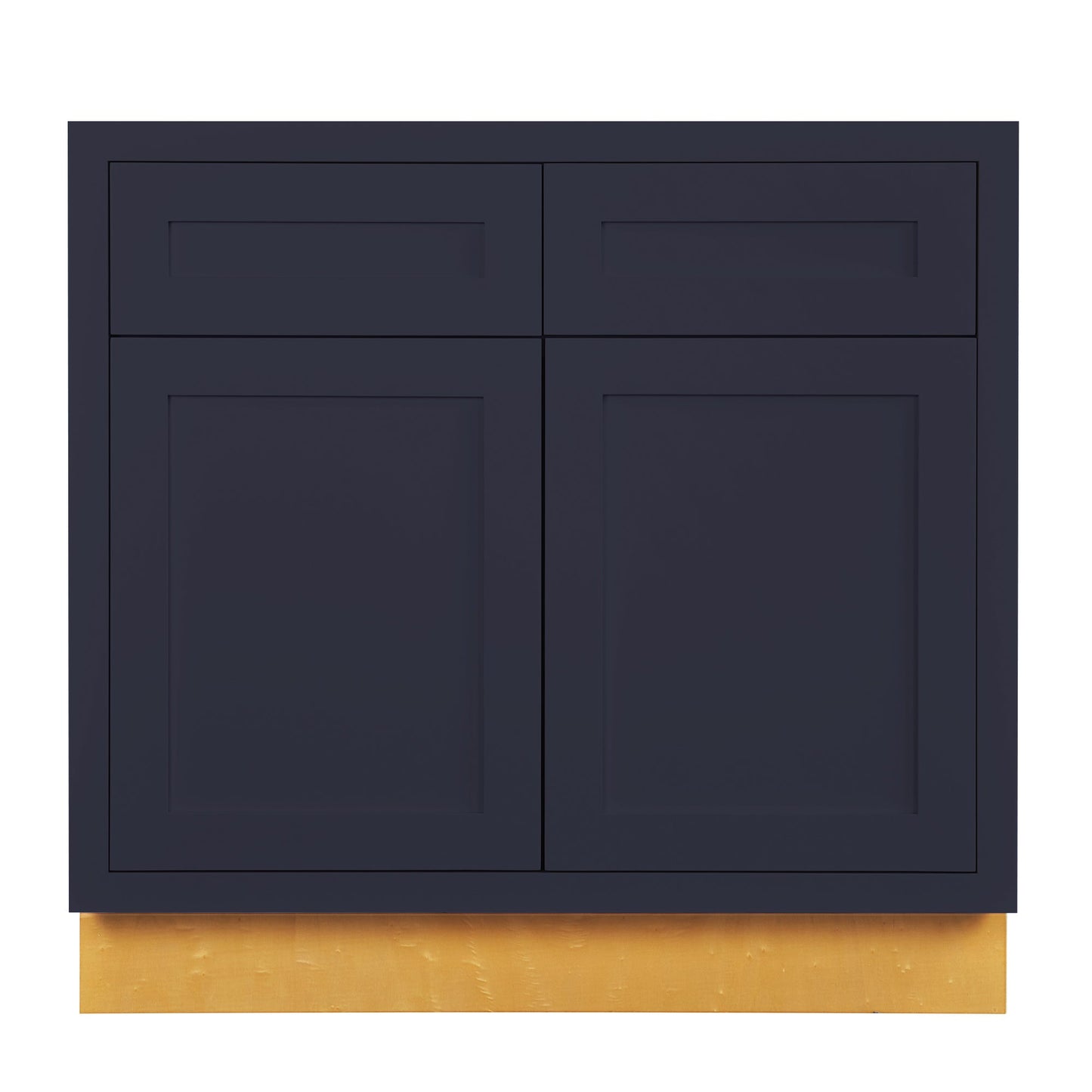 Maplevilles Cabinetry 33" Oxford Blue Inset Modern Shaker Style RTA Birch Wood Storage Base Kitchen Cabinet With 2 Doors & 2 Drawers