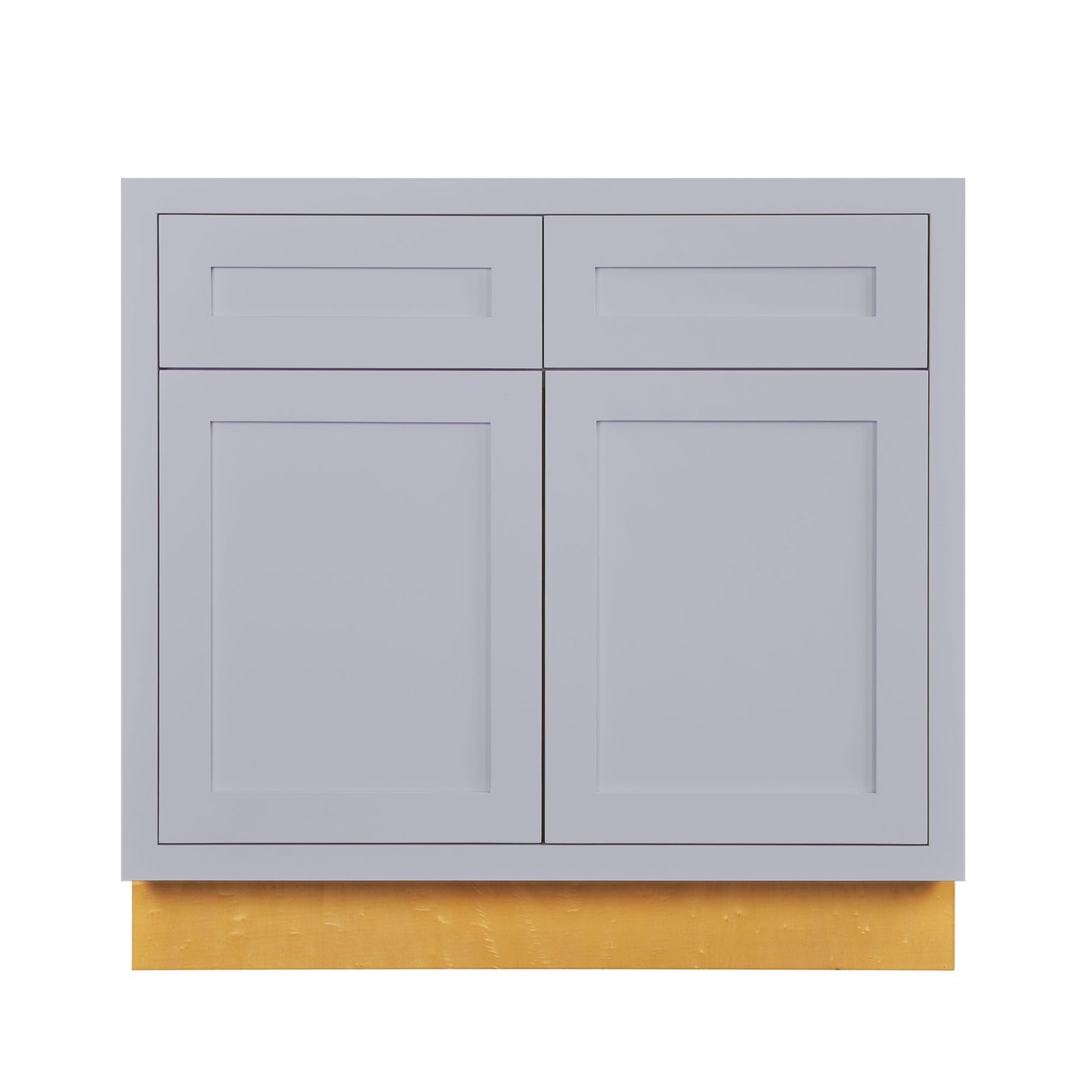 Maplevilles Cabinetry 36" Light Gray Inset Modern Shaker Style RTA Birch Wood Storage Base Kitchen Cabinet With 2 Doors & 2 Drawers