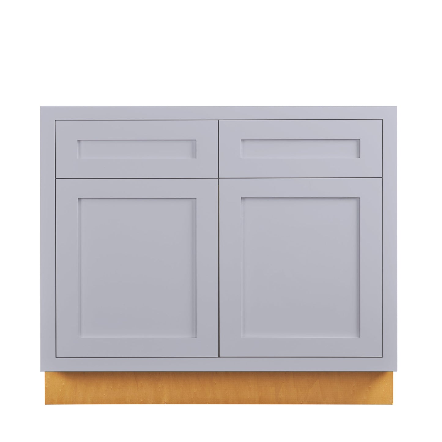 Maplevilles Cabinetry 36" Light Gray Inset Modern Shaker Style RTA Birch Wood Storage Base Kitchen Cabinet With 2 Drawers & 2 Doors