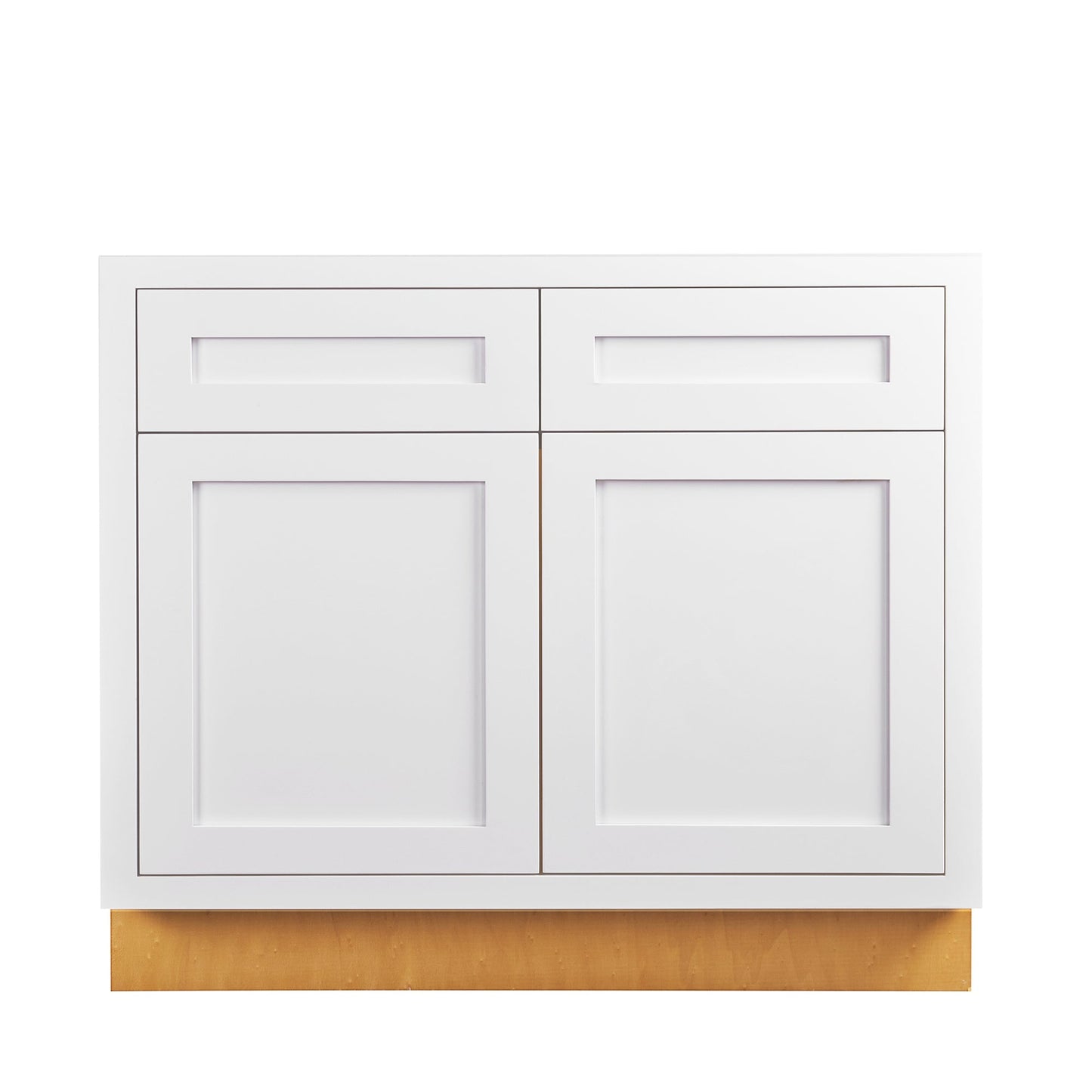 Snow White Shaker Inset Drawer Base Cabinet - Two Drawers - 36