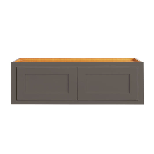 Maplevilles Cabinetry 36" x 12" & 24" Deep Dark Gray Inset Modern Shaker Style RTA Birch Wood Wall Storage Cabinet With 2 Doors