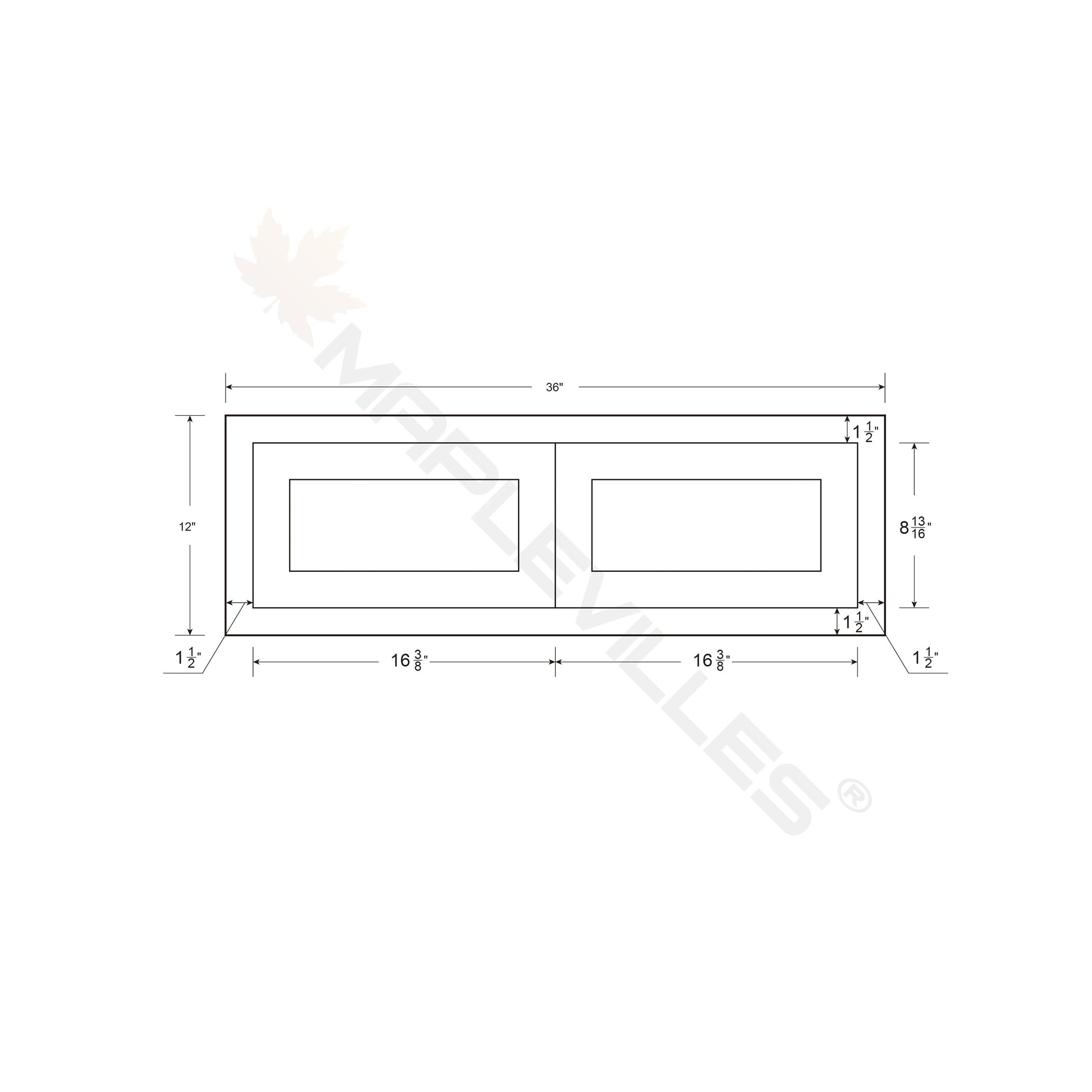 Snow White Shaker Inset Drawer Base Cabinet - Two Drawers - 36