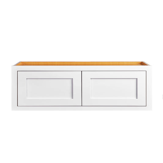 Maplevilles Cabinetry 36" x 12" Snow White Inset Modern Shaker Style RTA Birch Wood Wall Storage Cabinet With 2 Doors