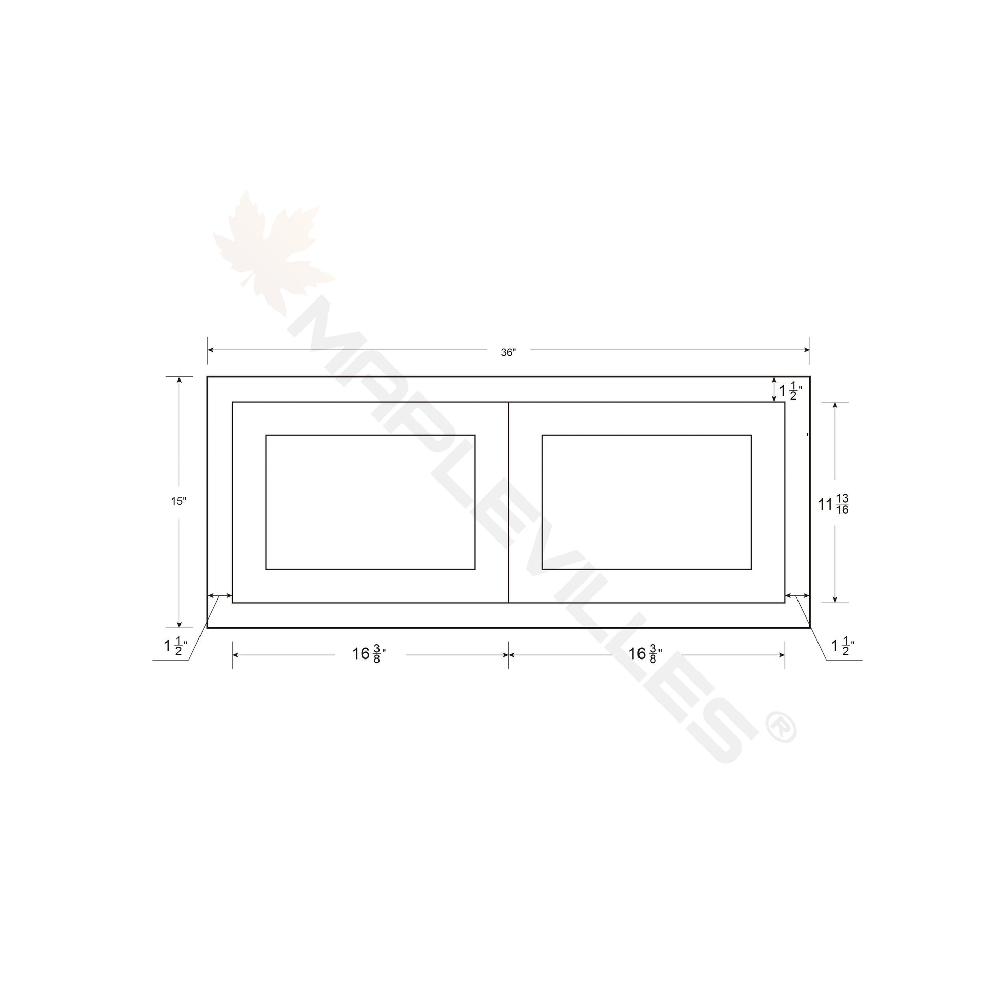 Maplevilles Cabinetry 36" x 15" & 24" Deep Snow White Inset Modern Shaker Style RTA Birch Wood Wall Storage Cabinet With 2 Doors