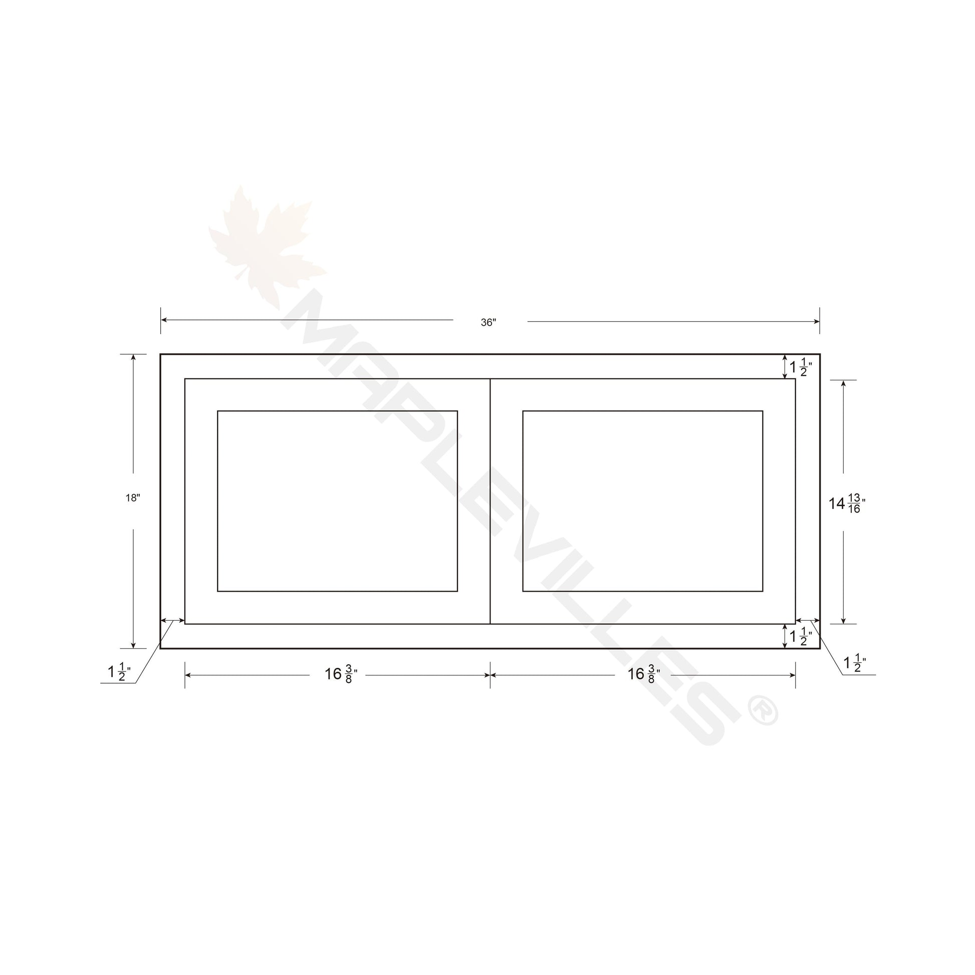 Snow White Shaker Inset Drawer Base Cabinet - Two Drawers - 36