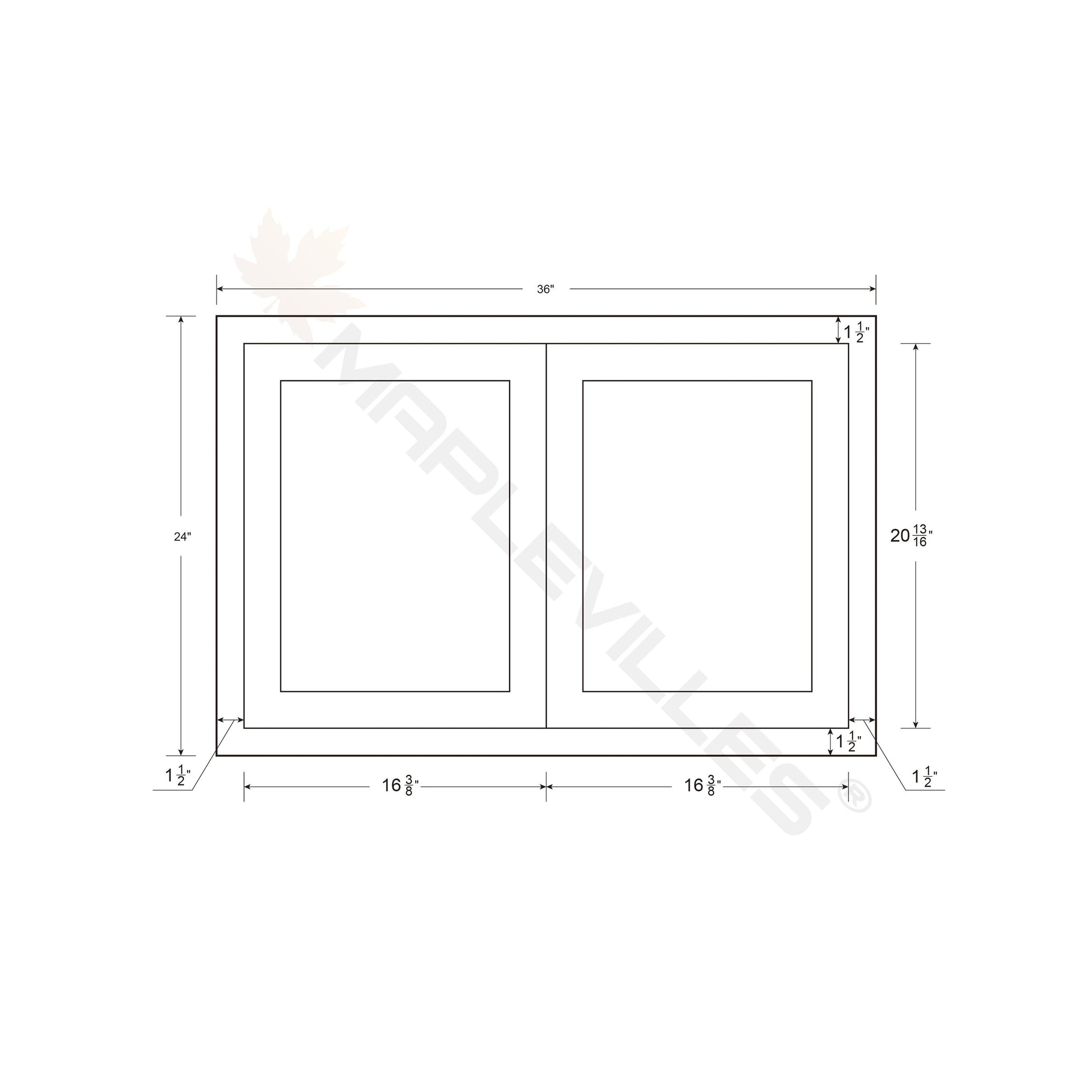 Snow White Shaker Inset Drawer Base Cabinet - Two Drawers - 36