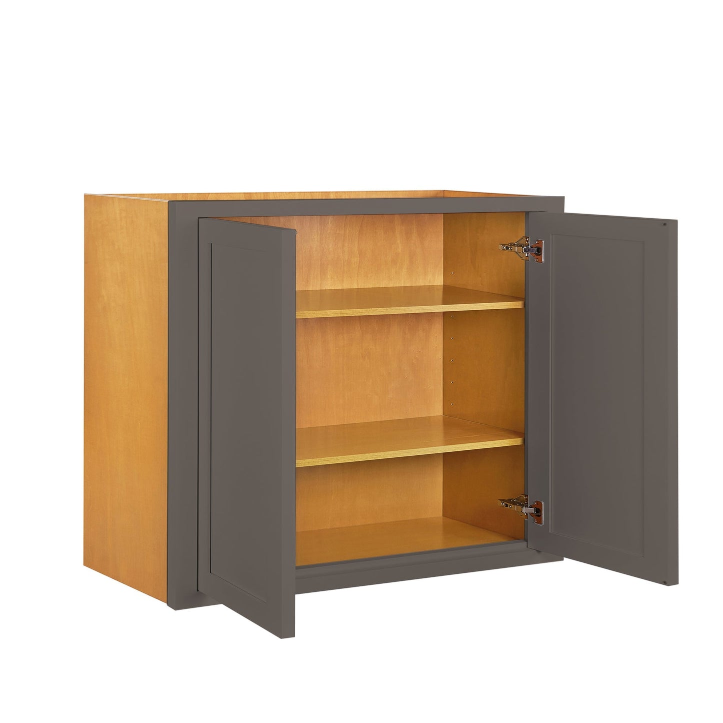 Maplevilles Cabinetry 36" x 30" Dark Gray Inset Modern Shaker Style RTA Birch Wood Wall Storage Cabinet With 2 Doors & 2 Shelf Boards