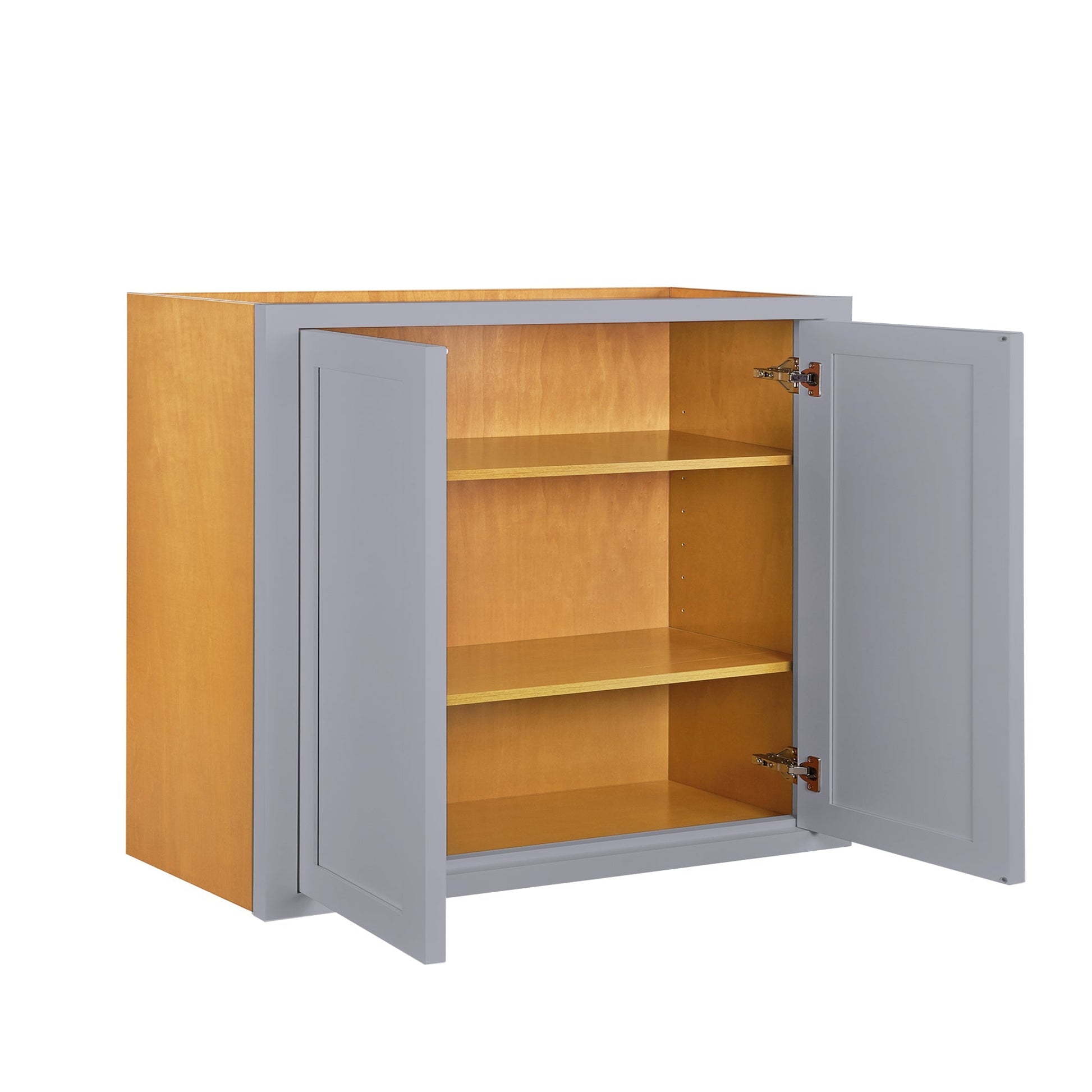 Maplevilles Cabinetry 36" x 30" Light Gray Inset Modern Shaker Style RTA Birch Wood Wall Storage Cabinet With 2 Doors & 2 Shelf Boards