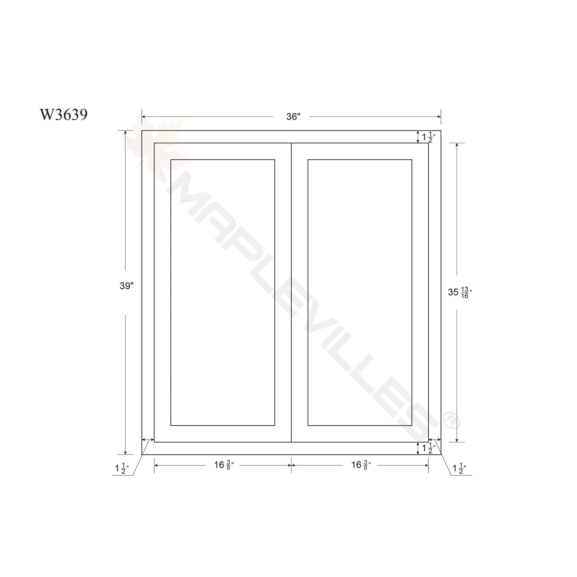 Snow White Shaker Inset Drawer Base Cabinet - Two Drawers - 36