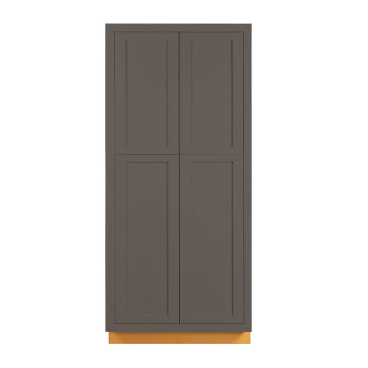 Maplevilles Cabinetry 36" x 93" Dark Gray Inset Modern Shaker Style RTA Birch Wood Tall Pantry Cabinet With 4 Doors & 4 Shelf Boards