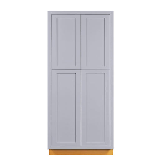 Maplevilles Cabinetry 36" x 93" Light Gray Inset Modern Shaker Style RTA Birch Wood Tall Pantry Cabinet With 4 Doors & 4 Shelf Boards