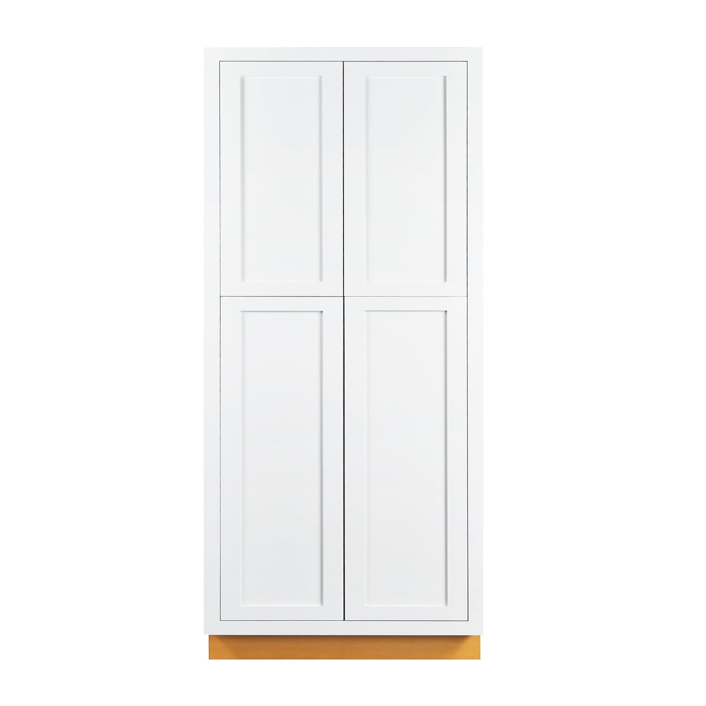 Maplevilles Cabinetry 36" x 93" Snow White Inset Modern Shaker Style RTA Birch Wood Tall Pantry Cabinet With 4 Doors & 4 Shelf Boards