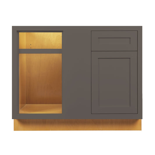 Maplevilles Cabinetry 42" Dark Gray Inset Modern Shaker Style RTA Birch Wood Storage Base Kitchen Cabinet With 1 Door, 1 Drawer & Blind Side Opening