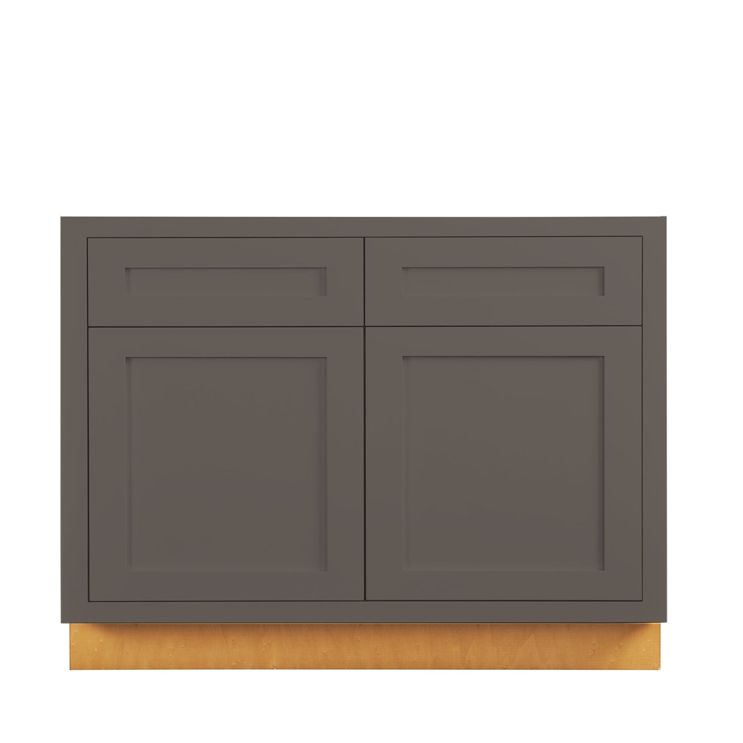 Maplevilles Cabinetry 42" Dark Gray Inset Modern Shaker Style RTA Birch Wood Storage Sink Base Kitchen Cabinet With Top Sink Opening & 2 Doors