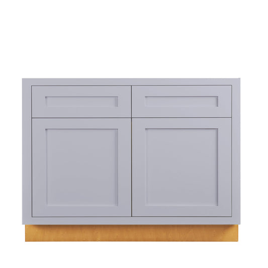 Maplevilles Cabinetry 42" Light Gray Inset Modern Shaker Style RTA Birch Wood Storage Sink Base Kitchen Cabinet With Top Sink Opening & 2 Doors