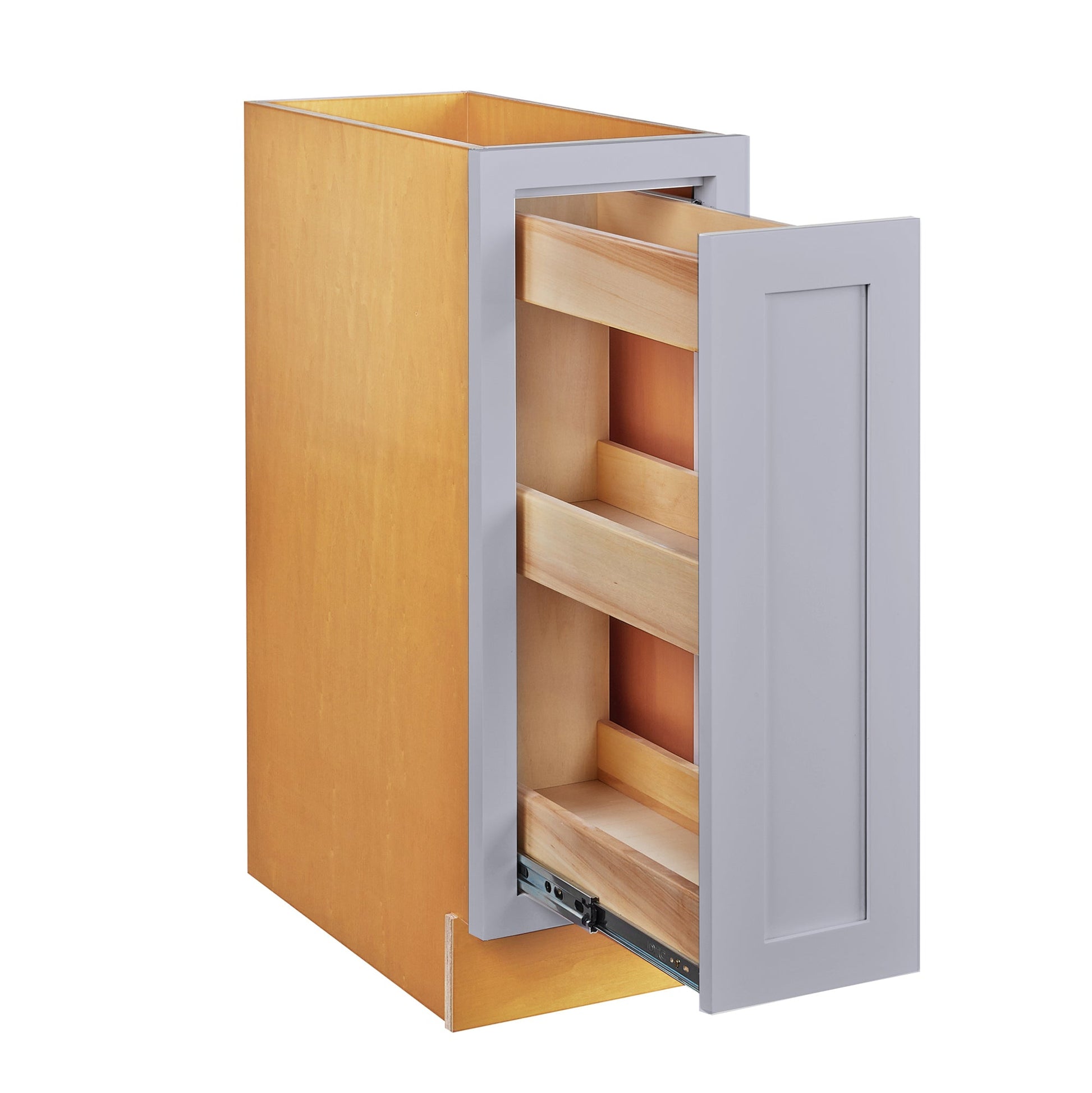 Maplevilles Cabinetry 9" Light Gray Inset Modern Shaker Style RTA Birch Wood Storage Spice Rack Base Kitchen Cabinet With 1 Big Pull-Out Spice Rack