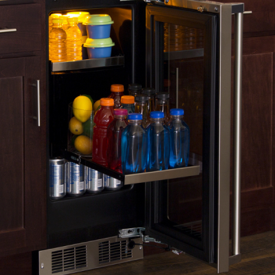 Marvel 15" Beverage Center With Stainless Steel, Glass Door, Lock, and Reversible Door
