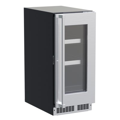 Marvel 15" Beverage Center With Stainless Steel, Glass Door, Lock, and Reversible Door