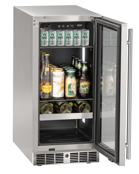 Marvel 15" Beverage Center With Stainless Steel, Glass Door, Reversible Hinge Lock