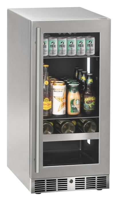Marvel 15" Beverage Center With Stainless Steel, Glass Door, Reversible Hinge Lock
