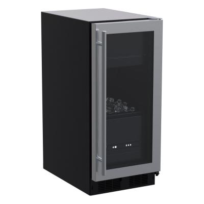 Marvel 15" Clear Ice Machine With Pump, Stainless Steel, Glass Door, and Reversible Door