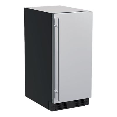 Marvel 15" Clear Ice Machine With Pump, Stainless Steel, Solid Door, and Reversible Door