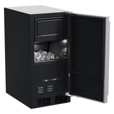 Marvel 15" Low Profile Clear Ice Machine With Pump, Stainless Steel, Solid Door, and Reversible Door
