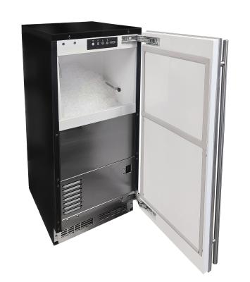 Marvel 15" Nugget Ice Machine With Pump, Stainless Steel, Solid Door, and Reversible Door