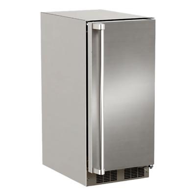 Marvel 15" Outdoor Clear Ice Machine With Pump, Stainless Steel, Solid Door, and Reversible Door