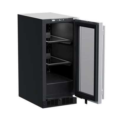 Marvel 15" Refrigerator With Stainless Steel, Glass Door, and Reversible Door