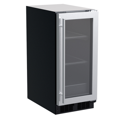 Marvel 15" Refrigerator With Stainless Steel, Glass Door, and Reversible Door