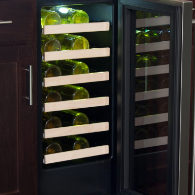 Marvel 15" Single Zone Wine Refrigerator With Stainless Steel, Glass Door, and Reversible Door