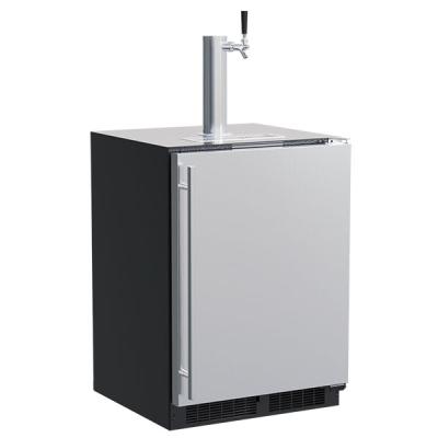 Marvel 24" Dispenser With Single Beer & Beverage Tap, Stainless Steel, Solid Door, and Reversible Door
