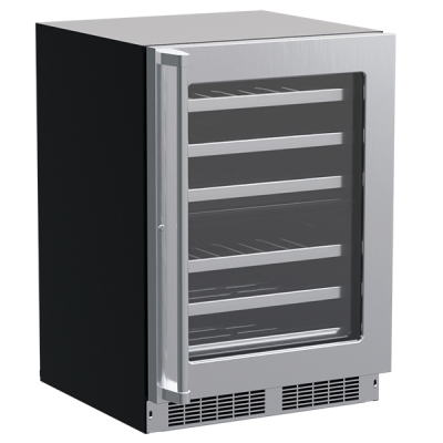 Marvel 24" Dual Zone Wine Refrigerator With Stainless Steel, Glass Door, Lock, and Reversible Door