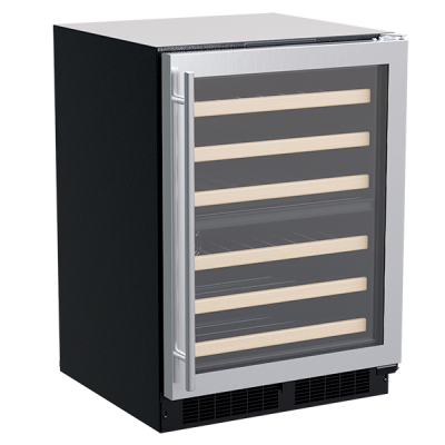Marvel 24" Dual Zone Wine Refrigerator With Stainless Steel, Glass Door, and Reversible Door