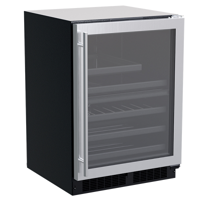 Marvel 24" Dual Zone Wine and Beverage Center With Stainless Steel, Glass Door, and Reversible Door