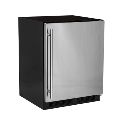 Marvel 24" Low Profile Refrigerator With Stainless Steel, Solid Door, Lock, and Reversible Door
