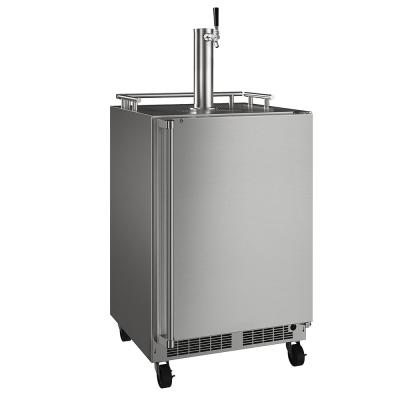 Marvel 24" Mobile Outdoor Dispenser With Single Beer & Beverage Tap, Stainless Steel Door, Lock, and Reversible Door