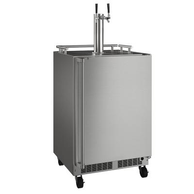 Marvel 24" Mobile Outdoor Dispenser With Twin Beer & Beverage Tap, Stainless Steel Door, Lock, and Reversible Door