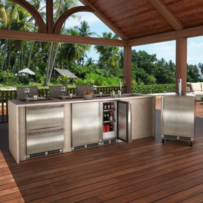 Marvel 24" Mobile Outdoor Dispenser With Twin Wine & Beverage Tap, Stainless Steel Door, Lock, and Reversible Door