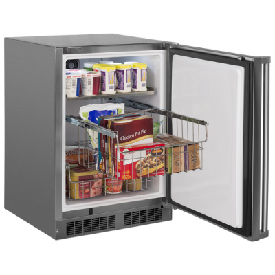 Marvel 24" Outdoor Freezer With Stainless Steel, Solid Door, Lock, and Reversible Door
