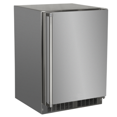 Marvel 24" Outdoor Refrigerator With Stainless Steel, Solid Door, Lock, and Right Hinge