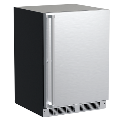 Marvel 24" Refrigerator Freezer With Stainless Steel, Solid Door, Lock, and Reversible Door