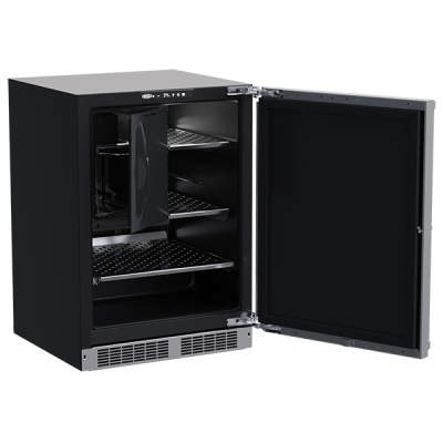 Marvel 24" Refrigerator Freezer with Crescent Ice Maker With Stainless Steel, Solid Door, Lock, and Reversible Door