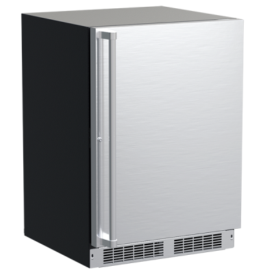 Marvel 24" Refrigerator Freezer with Crescent Ice Maker With Stainless Steel, Solid Door, Lock, and Reversible Door