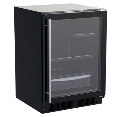 Marvel 24" Refrigerator With Black Solid Door, and Reversible Door