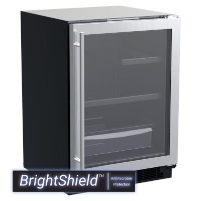Marvel 24" Refrigerator With BrightShield, Stainless Steel, Glass Door, and Reversible Door