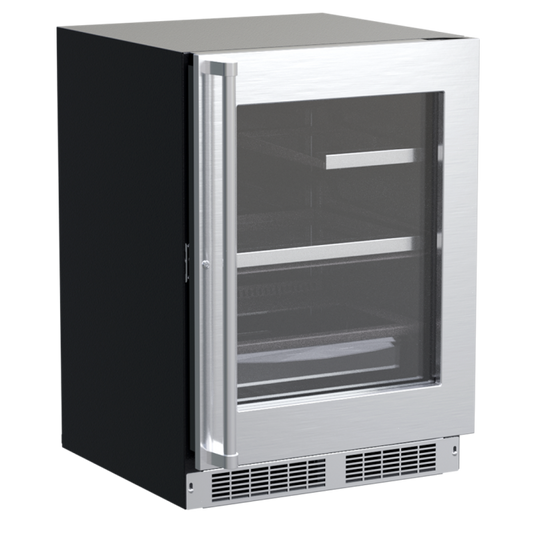 Marvel 24" Refrigerator With Stainless Steel, Glass Door, Lock, and Reversible Door