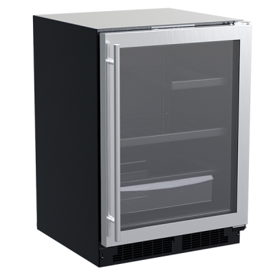 Marvel 24" Refrigerator With Stainless Steel, Glass Door, and Reversible Door